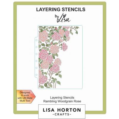 Lisa Horton Crafts Layering Stencils - Rambling Woodgrain Rose